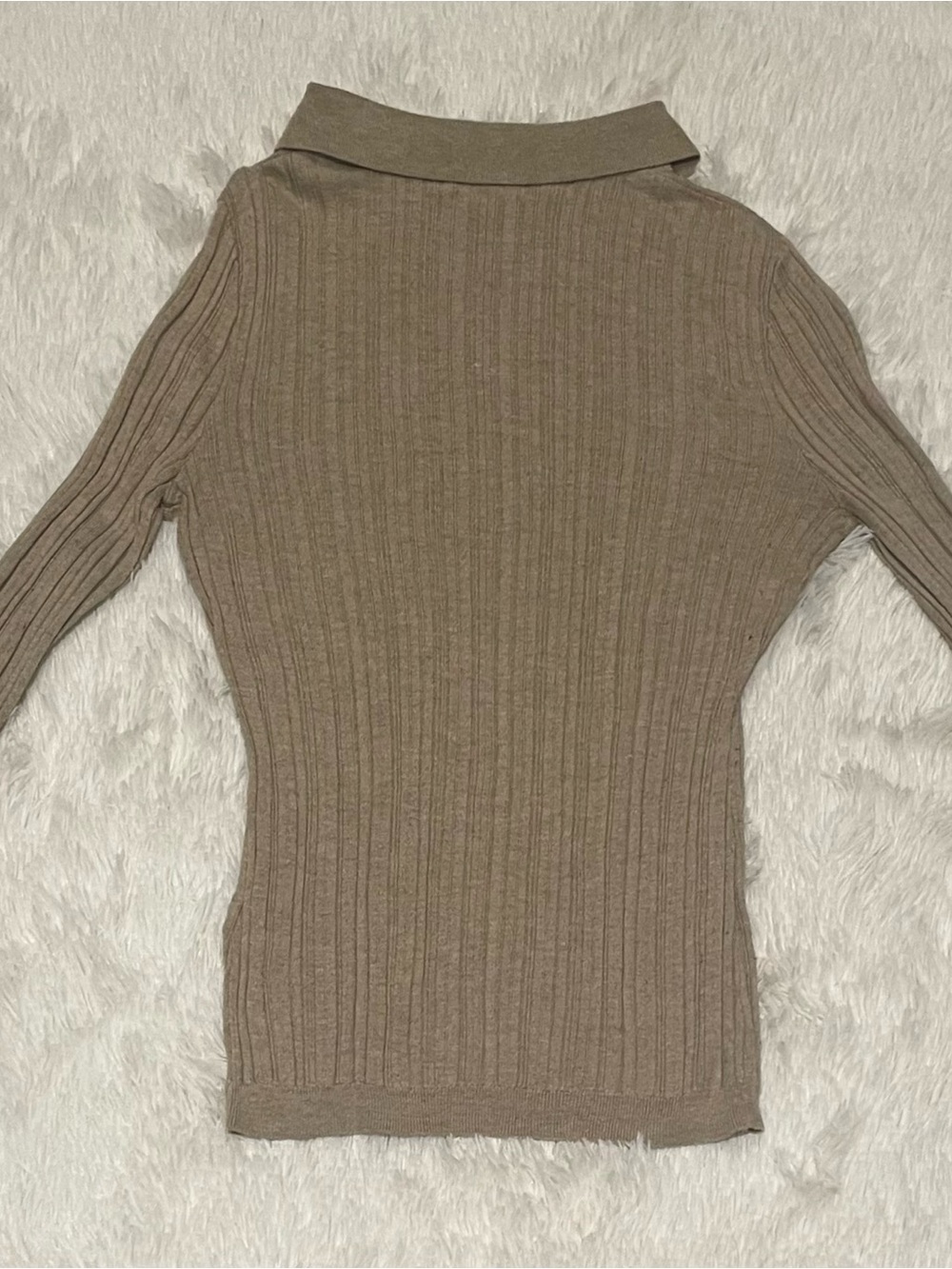 Reitmans Tan Ribbed Button-Down Polo Top - Picture 8 of 8